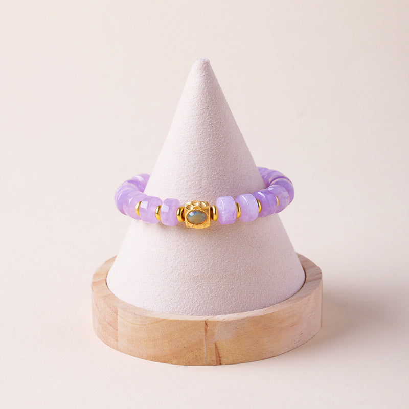 Natural Amethyst Flat Bead Single Strand Bracelet
