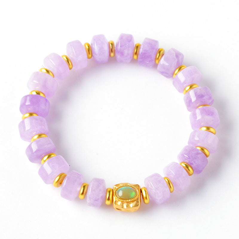 Natural Amethyst Flat Bead Single Strand Bracelet
