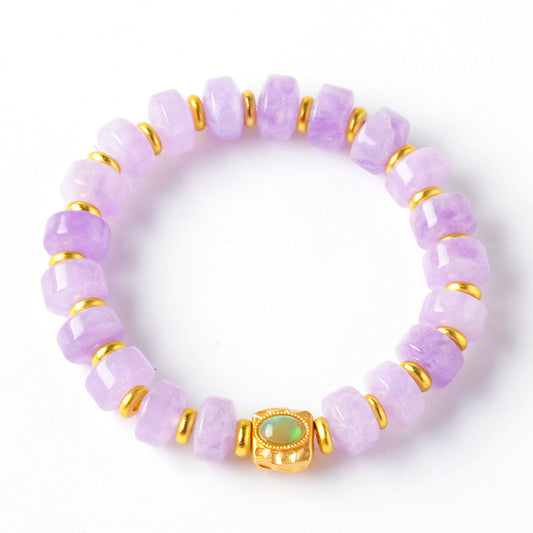 Natural Amethyst Flat Bead Single Strand Bracelet