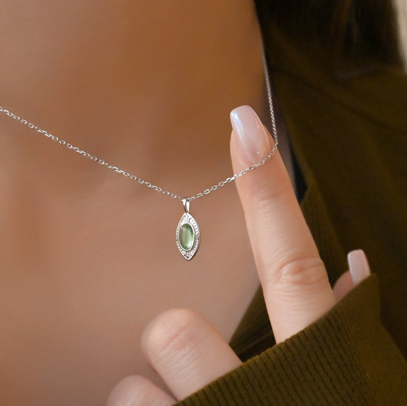 August Birthstone Peridot Necklace | S925 Sterling Silver Pendant