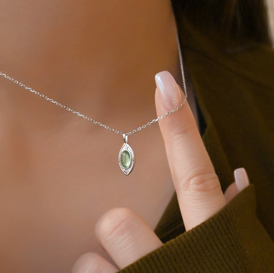 August Birthstone Peridot Necklace | S925 Sterling Silver Pendant