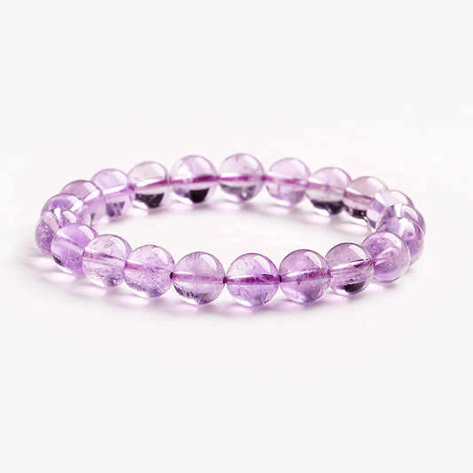 9mm Round Crystal Bead Stretch Amethyst Bracelet