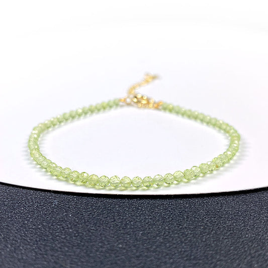 Peridot Bracelet – Dainty Green Gemstone Beaded Bracelet 2–3mm