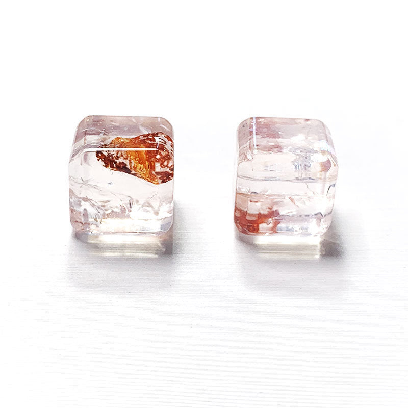 Natural Red Hematoid Quartz Cube Charm for DIY Jewelry Making