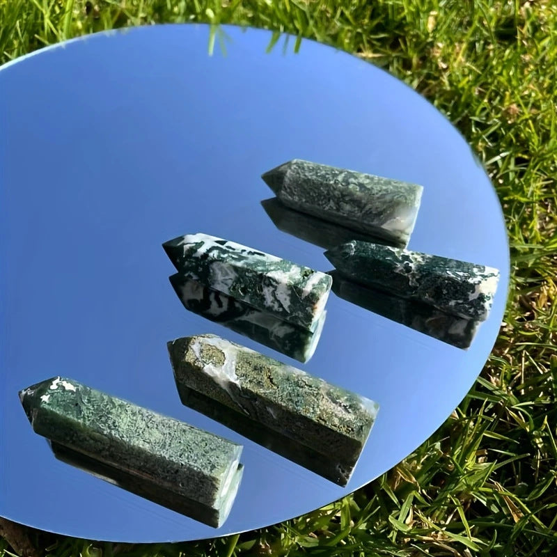 Natural Moss Agate Crystal Tower