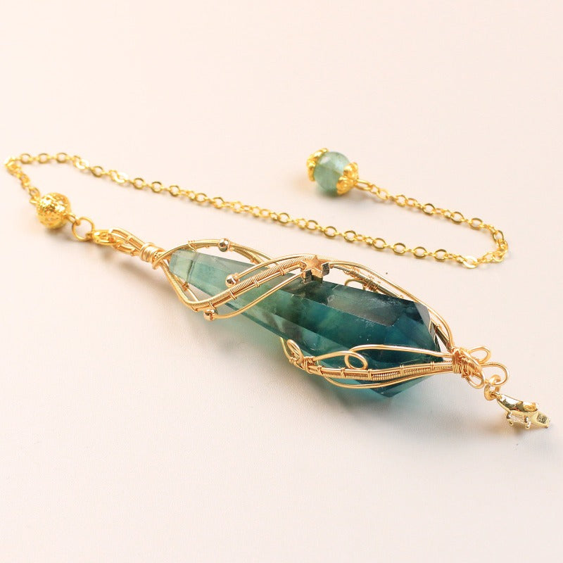 Raw Green Fluorite Crystal Point Necklace – Handmade Boho Healing Jewelry for Women