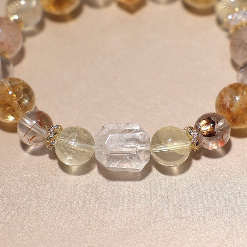 Natural Black Gold Super Seven Yellow Tower Crystal Bracelet