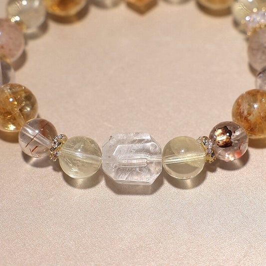 Natural Black Gold Super Seven Yellow Tower Crystal Bracelet
