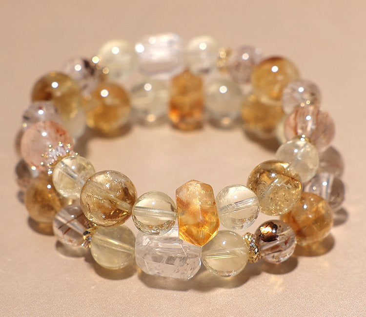 Natural Black Gold Super Seven Yellow Tower Crystal Bracelet