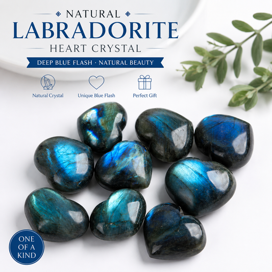 Natural Labradorite Heart | Genuine Blue Flash Crystal Stone