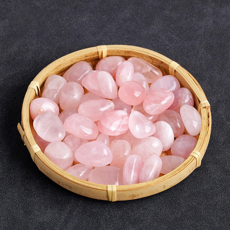 WhisperCrystal™ Healing Stones & Crystals Group A featuring five natural polished tumbled gemstones pink quartz