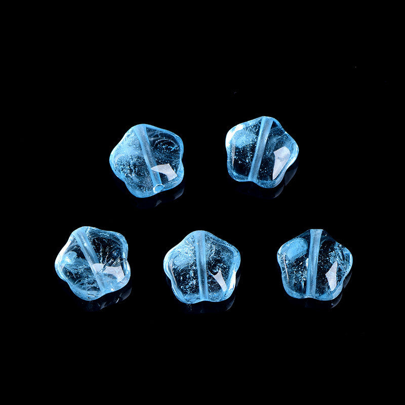 WhisperCrystal™ Natural Blue Topaz Star Beads – Faceted Ice-Clear Gemstone Charms for DIY Jewelry | Pre-Drilled 