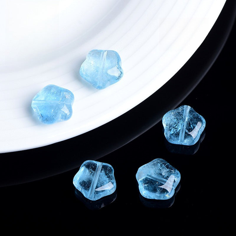 WhisperCrystal™ Natural Blue Topaz Star Beads – Faceted Ice-Clear Gemstone Charms for DIY Jewelry | Pre-Drilled 