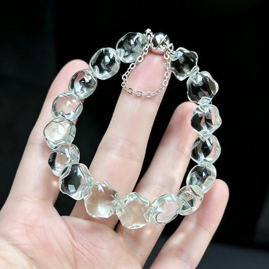 WhisperCrystal™ Natural Light Green Crystal Star Bracelet – Faceted Five-Point Gemstone Bead Bracelet | Minimalist Adjustable Jewelry