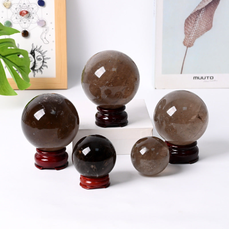 WhisperCrystal™ Natural Smoky Quartz Crystal Sphere | Healing Crystal Ball 4.5–7 cm