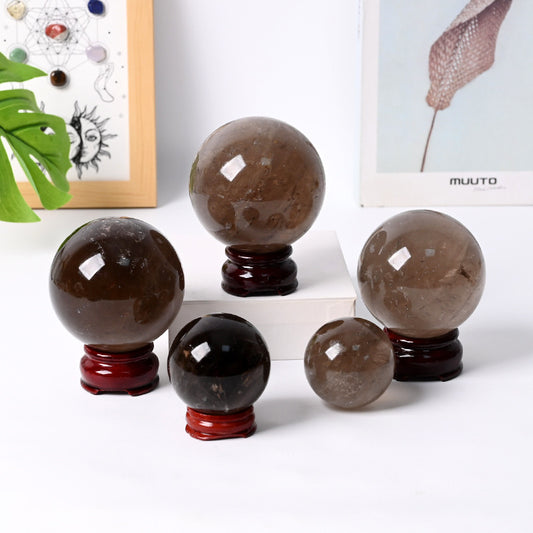 WhisperCrystal™ Natural Smoky Quartz Crystal Sphere | Healing Crystal Ball 4.5–7 cm