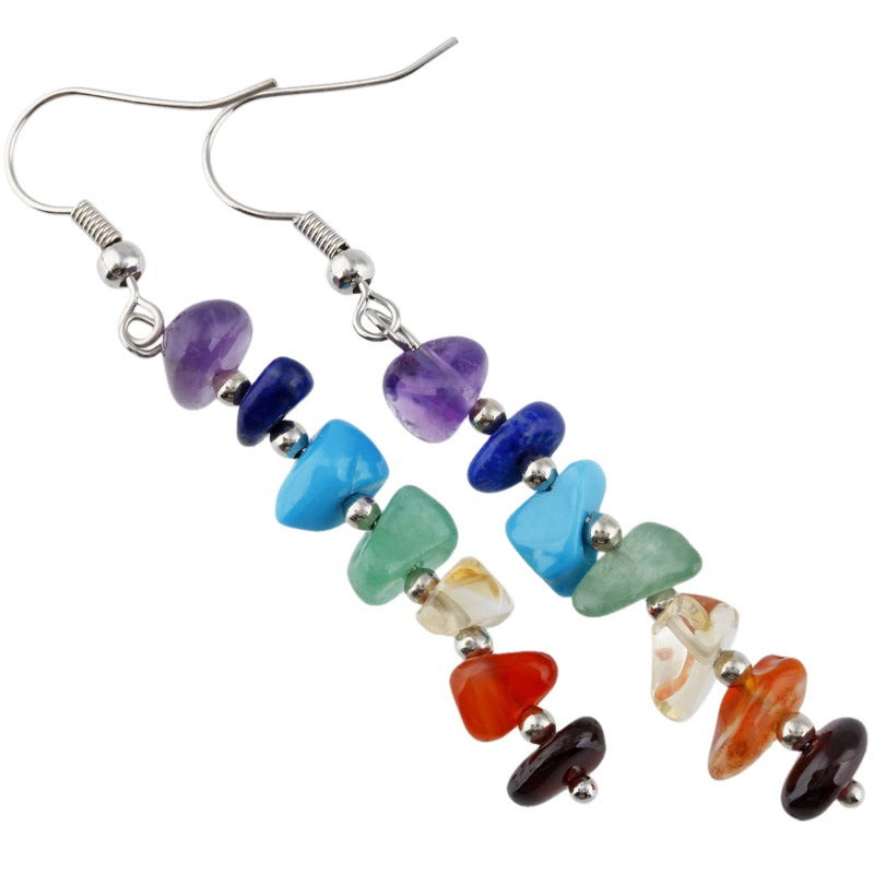WhisperCrystal™ Rainbow Natural Crystal Dangle Earrings | Colorful Gemstone Drop Earrings for Women