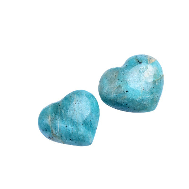 Whispercrystal Amazonite Heart Crystal | Polished Stone of Hope green blue color stone home decor healing worry stone