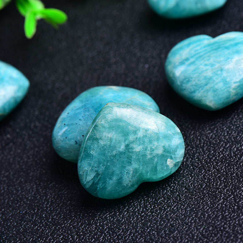 Whispercrystal Amazonite Heart Crystal | Polished Stone of Hope green blue color stone home decor healing worry stone