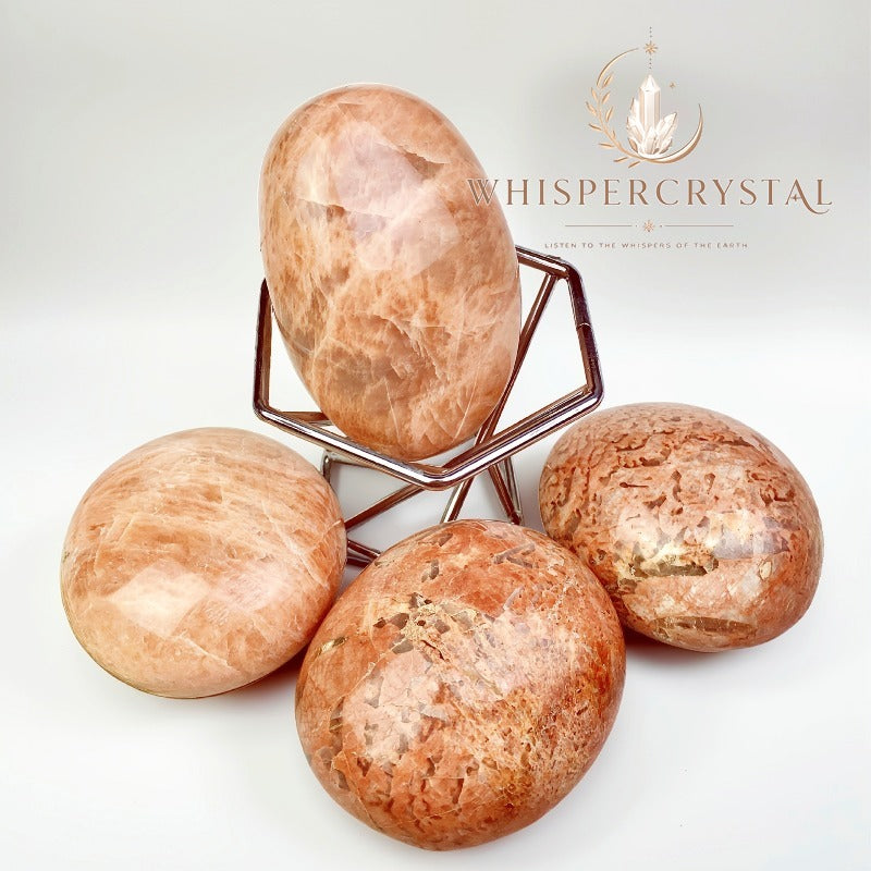 Natural Peach Moonstone Palm Stone
