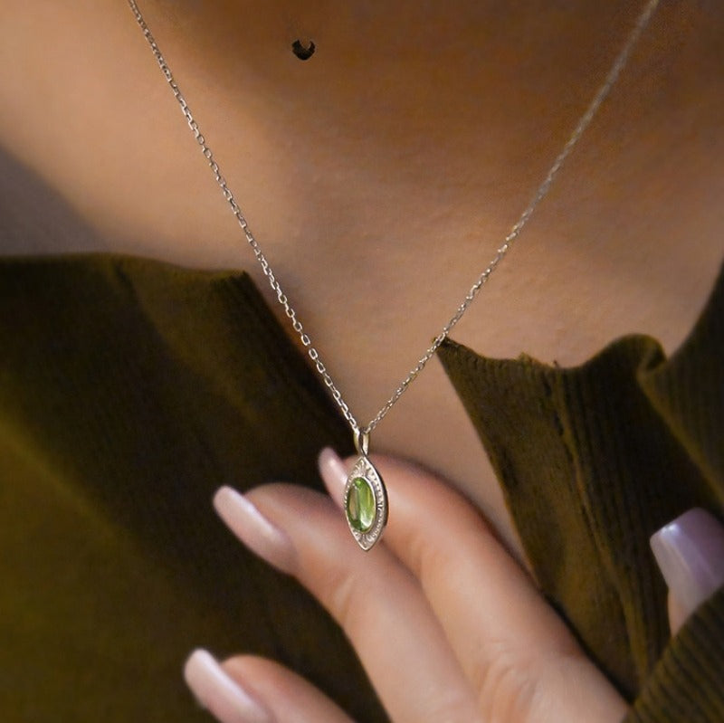 August Birthstone Peridot Necklace | S925 Sterling Silver Pendant