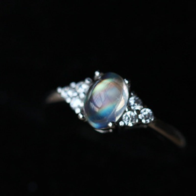 blue flash moonstone ring for women jewelry
