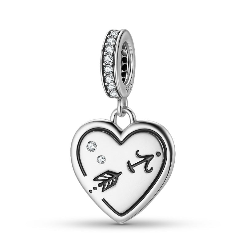 S925 Sterling Silver Zodiac Heart Charm | Constellation Pendant for DIY Jewelry