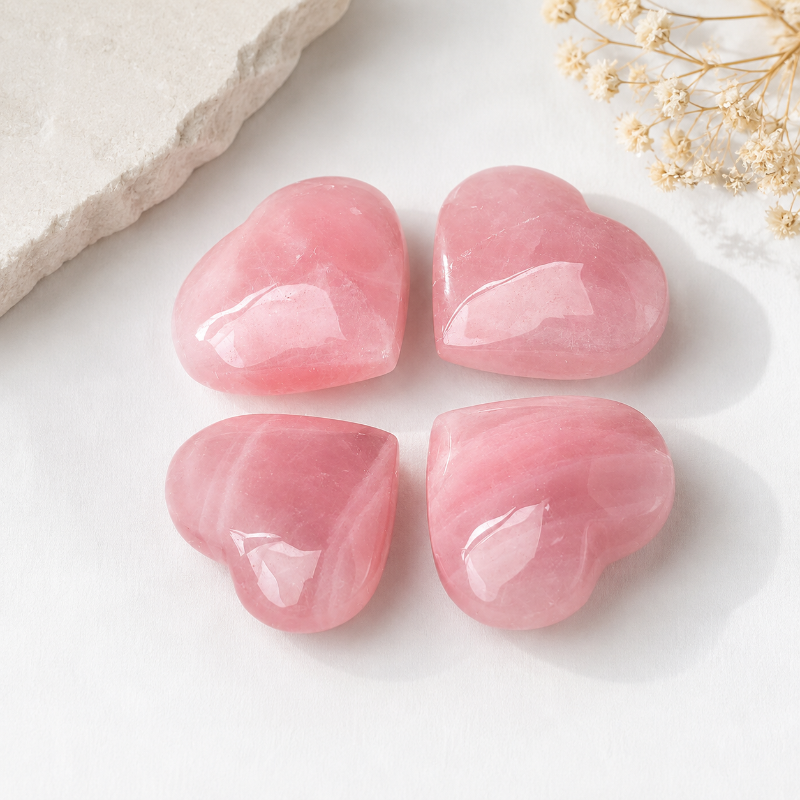 Natural Rose Quartz Heart Crystal – Hand-Polished Heart-Shaped Gemstone Pocket Stone