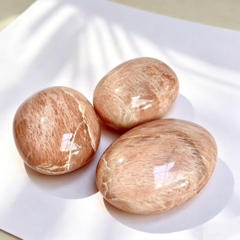 Natural Peach Moonstone Palm Stone