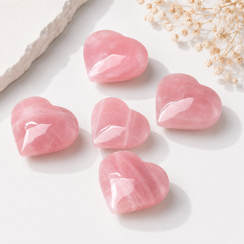 Natural Rose Quartz Heart Crystal – Hand-Polished Heart-Shaped Gemstone Pocket Stone