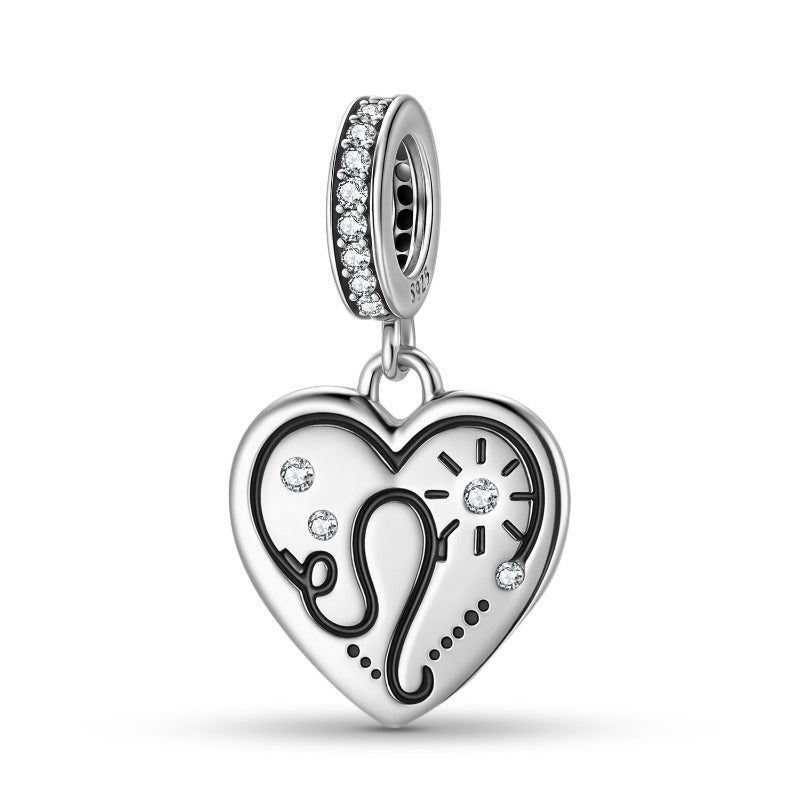 S925 Sterling Silver Zodiac Heart Charm | Constellation Pendant for DIY Jewelry
