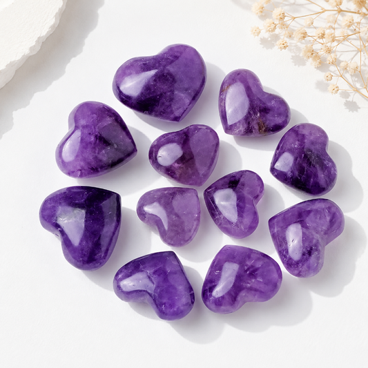 Natural Amethyst Heart Crystal Stone – Hand-Polished Gemstone Ornament