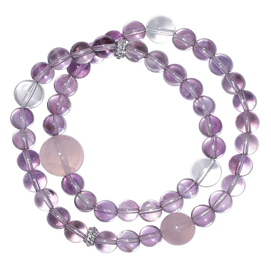 Natural Amethyst, Rose Quartz & Clear Quartz Double Wrap Bracelet
