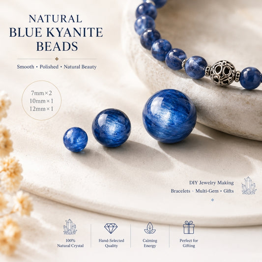 Blue Kyanite Round Beads | Cat Eye Gemstone Loose Beads