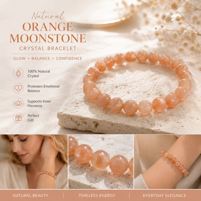 Natural Orange Moonstone Crystal Bracelet