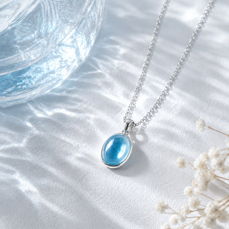 Ocean Drop Natural Aquamarine Necklace