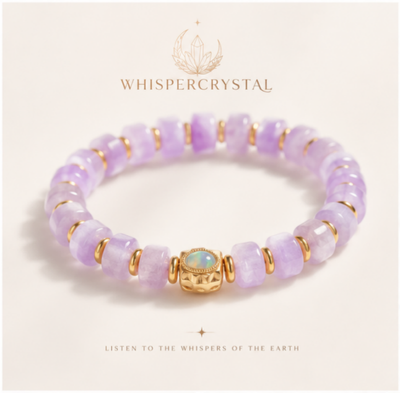Natural Amethyst Flat Bead Single Strand Bracelet