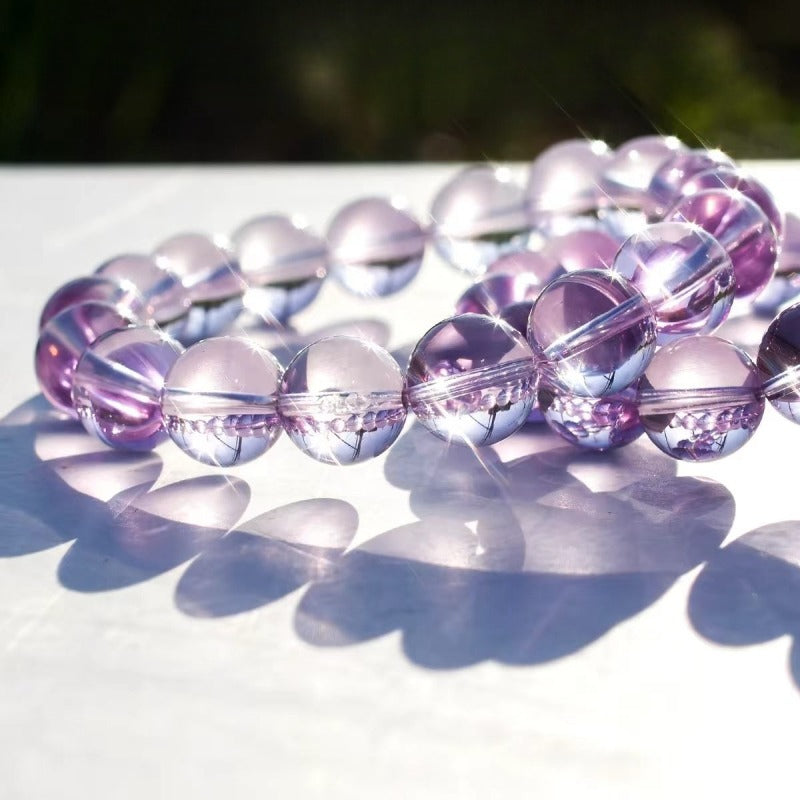 Light Purple Crystal Beaded Bracelet for Women &amp; Men, Minimalist Gemstone Jewelry