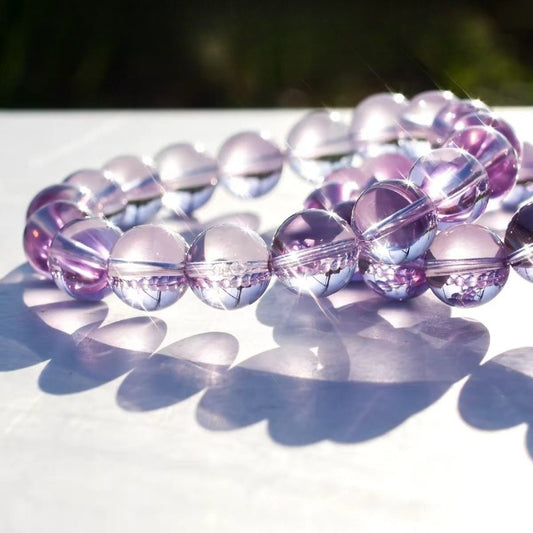 Light Purple Crystal Beaded Bracelet for Women &amp; Men, Minimalist Gemstone Jewelry